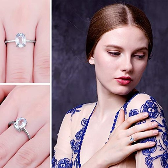 💎 1.55ct Blue Topaz Ring - 925 Sterling Silver - Picture 4 of 7